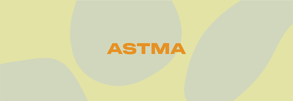 Grafika, na żółtym tle napis: ASTMA.